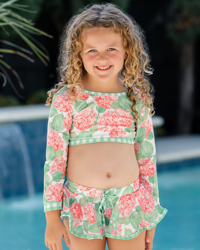 Skirt Bikini - Red Hydrangeas - Sugar Bee Clothing