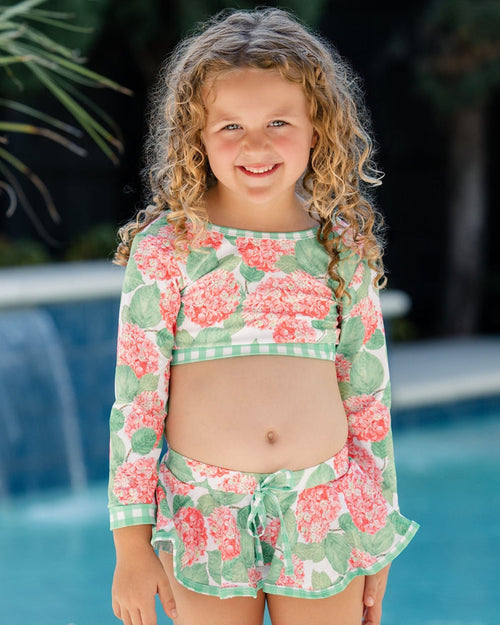 Skirt Bikini - Red Hydrangeas - Sugar Bee Clothing