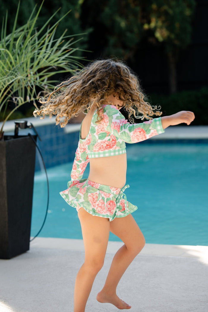 Skirt Bikini - Red Hydrangeas - Sugar Bee Clothing