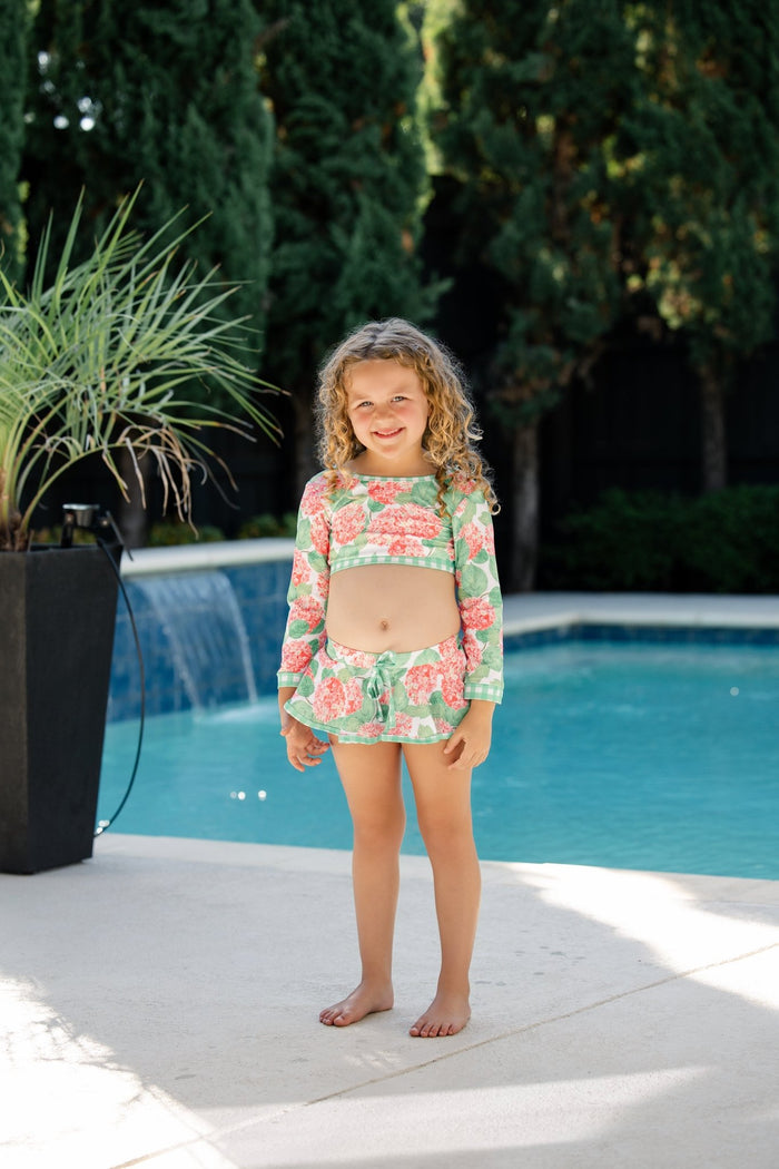 Skirt Bikini - Red Hydrangeas - Sugar Bee Clothing