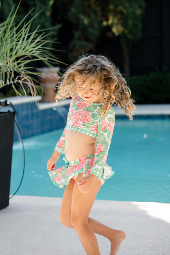 Skirt Bikini - Red Hydrangeas - Sugar Bee Clothing