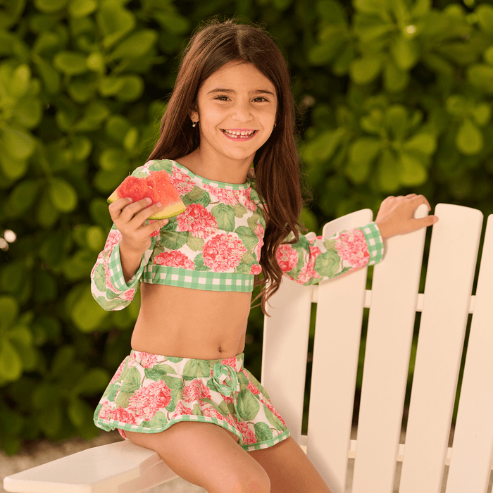 Skirt Bikini - Red Hydrangeas - Sugar Bee Clothing