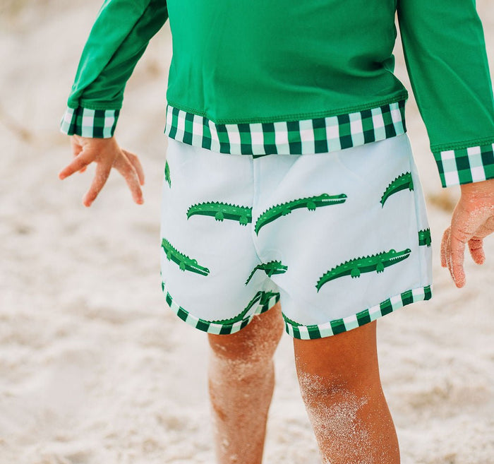 Swim Shorts - Blue Alligator - Sugar Bee Clothing