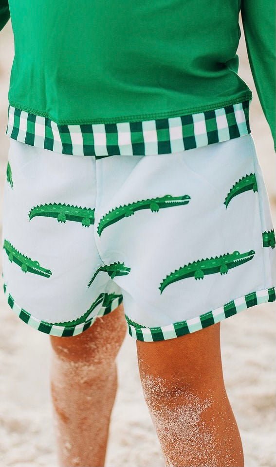 Swim Shorts - Blue Alligator - Sugar Bee Clothing