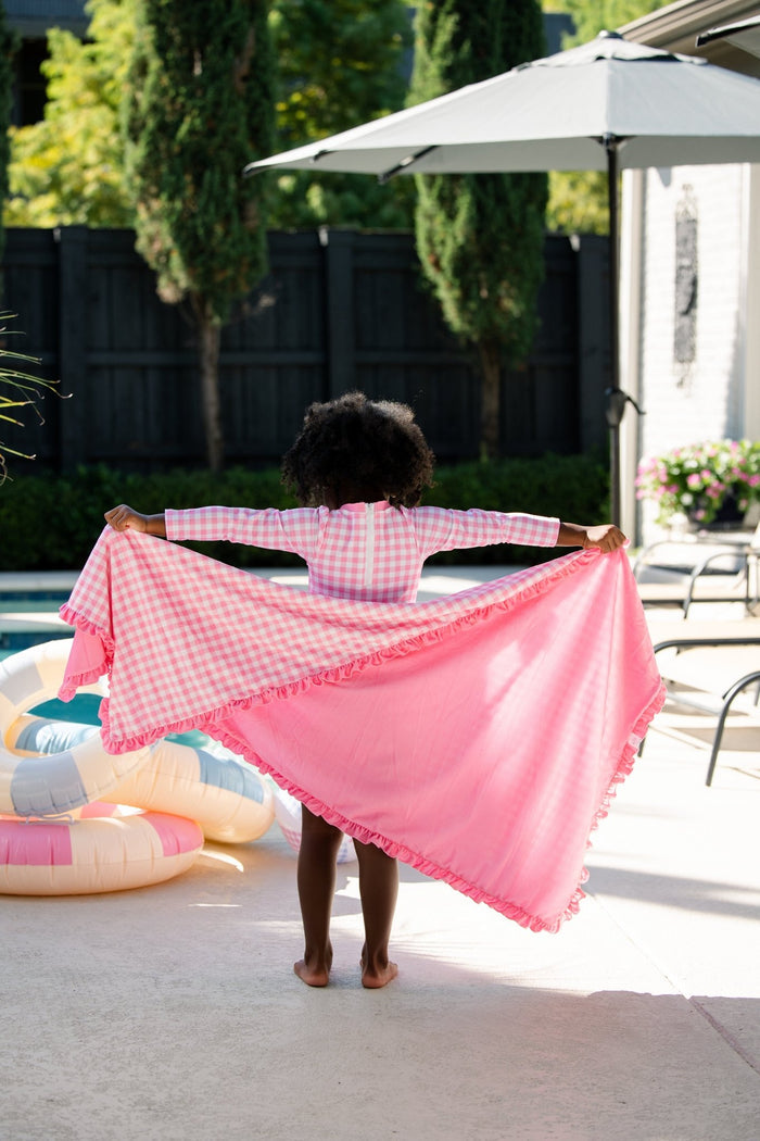 ***PREORDER***Swim Towel - Pink Gingham - Sugar Bee Clothing