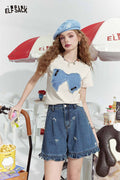 ELFSACK Preppy Bow Graphic Slim Fit Short Sleeve Tshirt