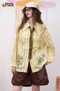 ELFSACK Preppy Graffiti Print Long Sleeve Shirt
