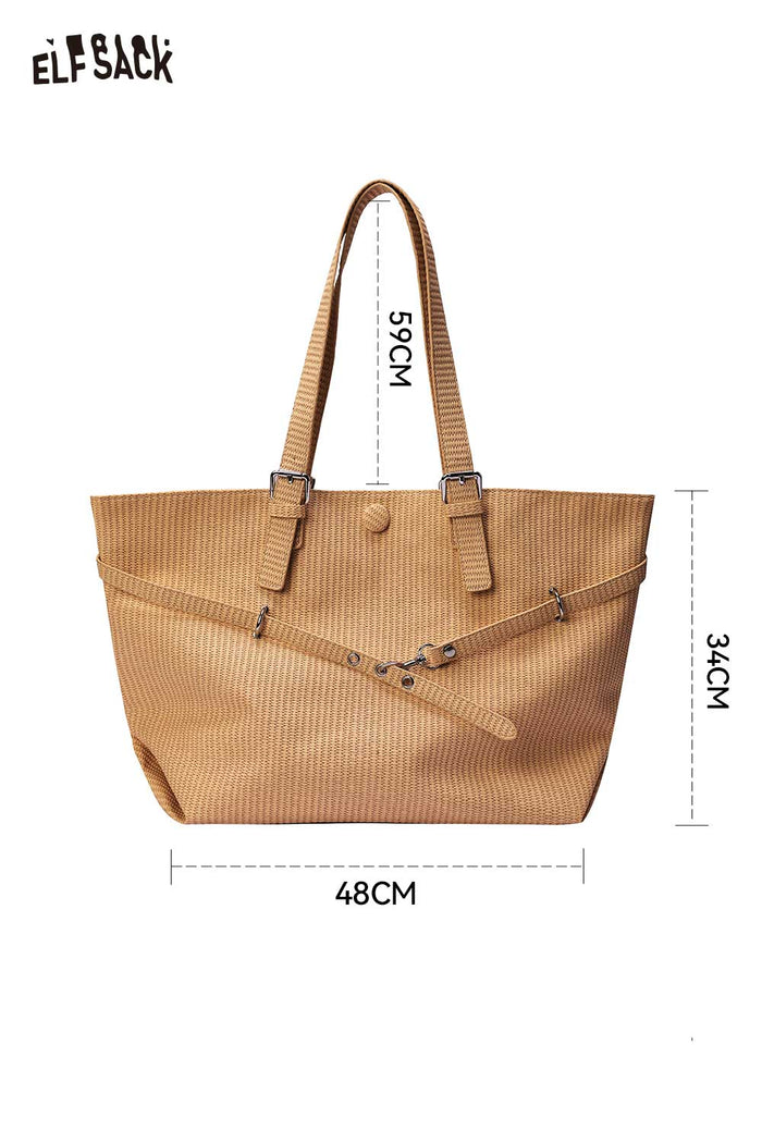 ELFSACK PU Structured Base Spacious Minimalist Design Tote