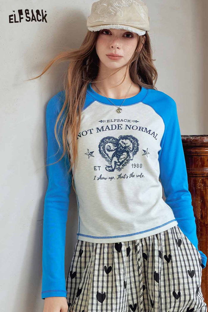 Raglan Graphic Tee Contrast Long Sleeve