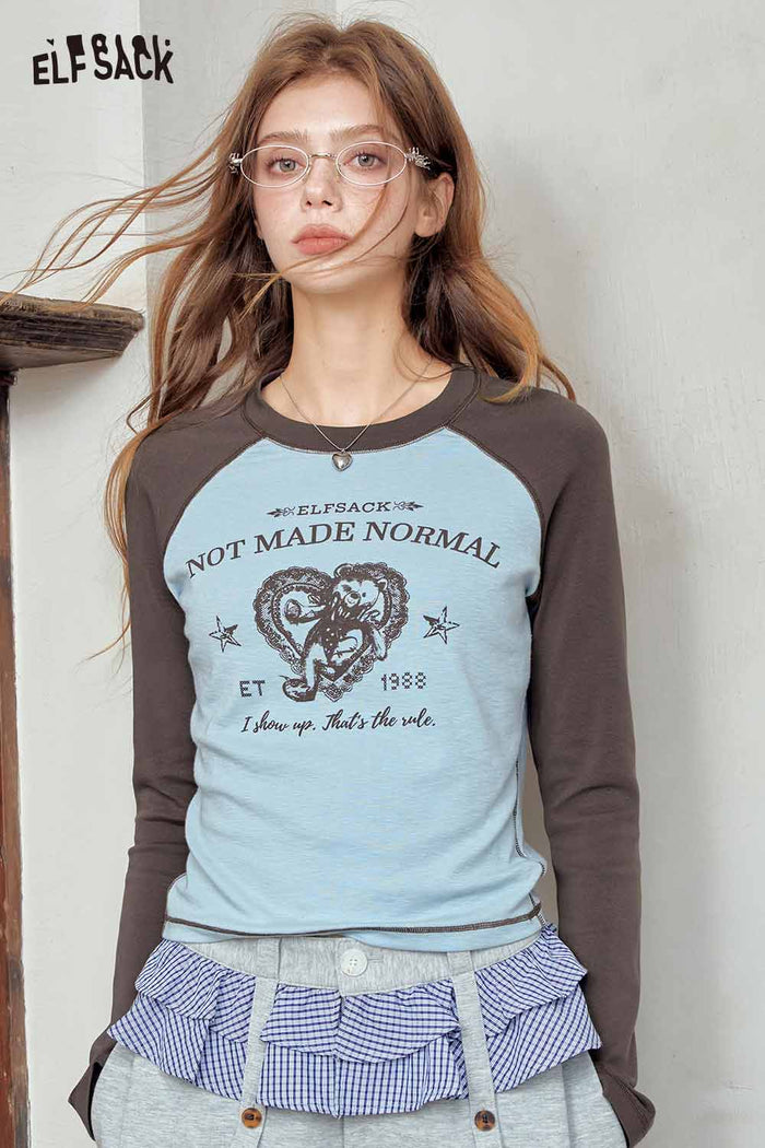 Raglan Graphic Tee Contrast Long Sleeve