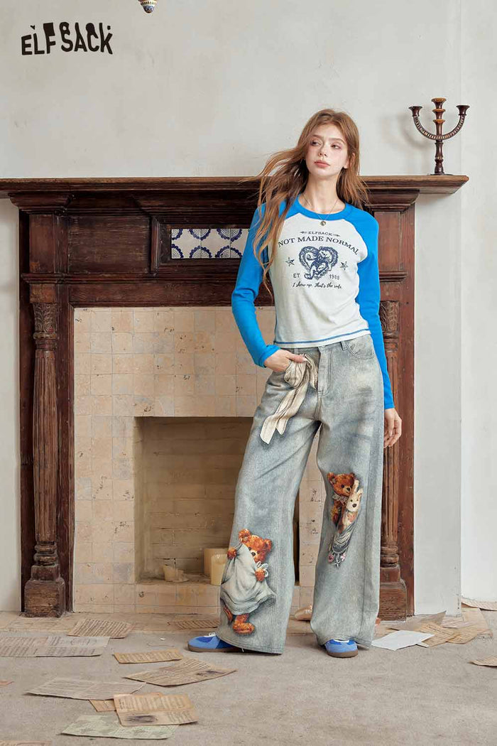 Raglan Graphic Tee Contrast Long Sleeve