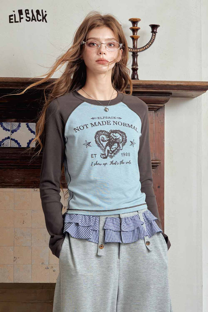 Raglan Graphic Tee Contrast Long Sleeve