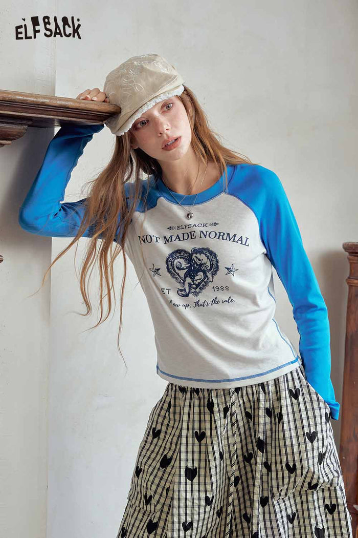 Raglan Graphic Tee Contrast Long Sleeve