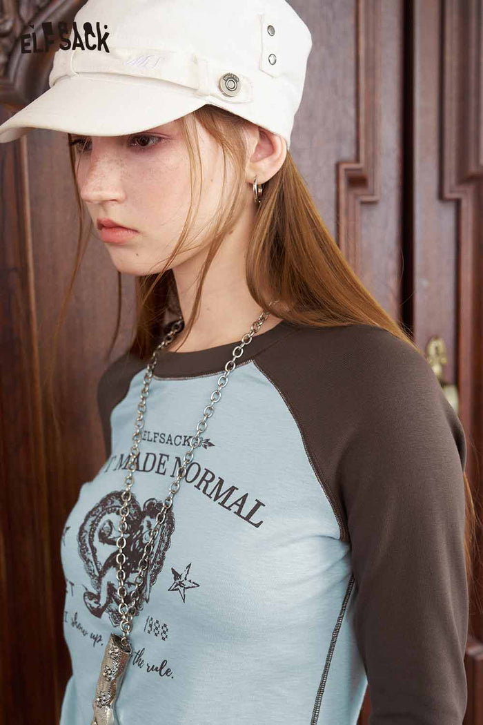 Raglan Graphic Tee Contrast Long Sleeve