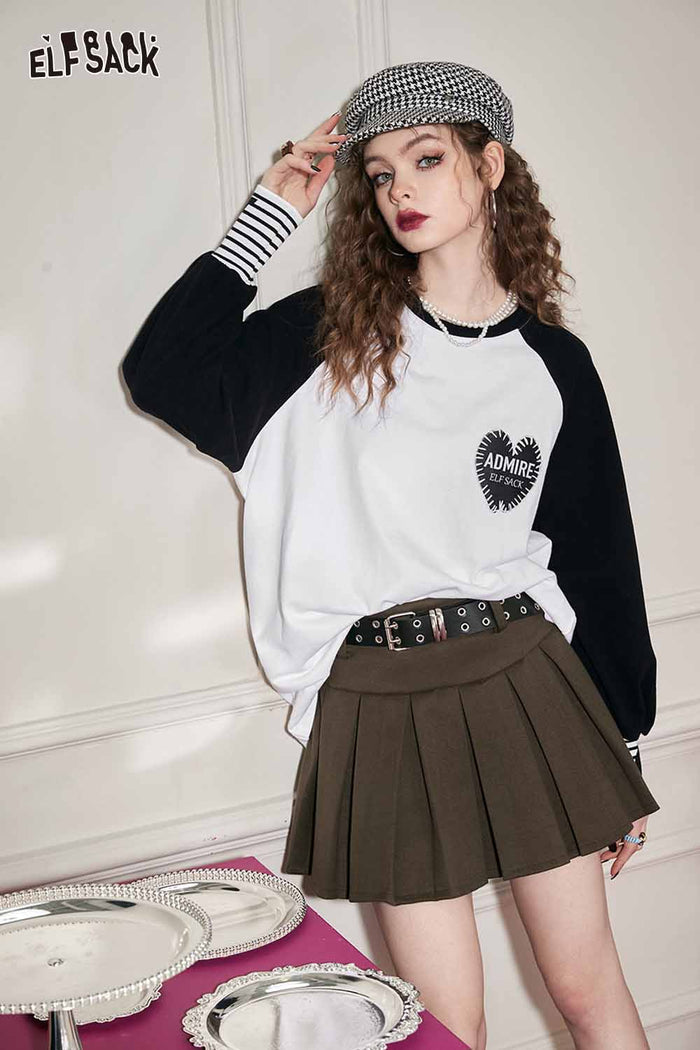 Raglan Long Sleeve Heart Graphic Tee