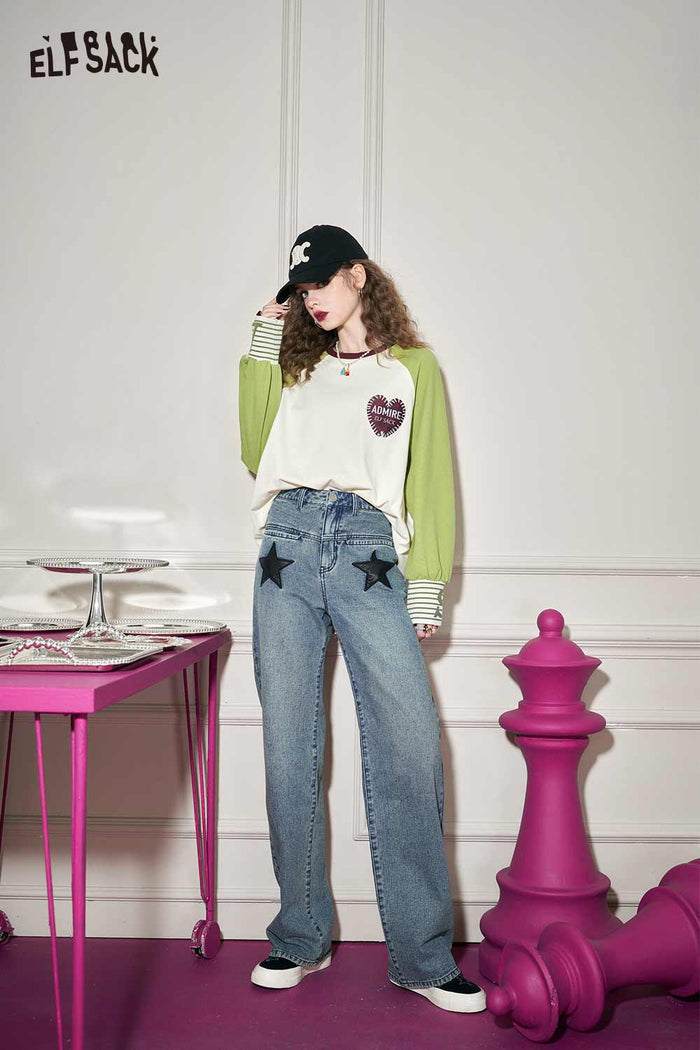 Raglan Long Sleeve Heart Graphic Tee