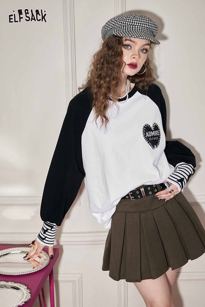 Raglan Long Sleeve Heart Graphic Tee