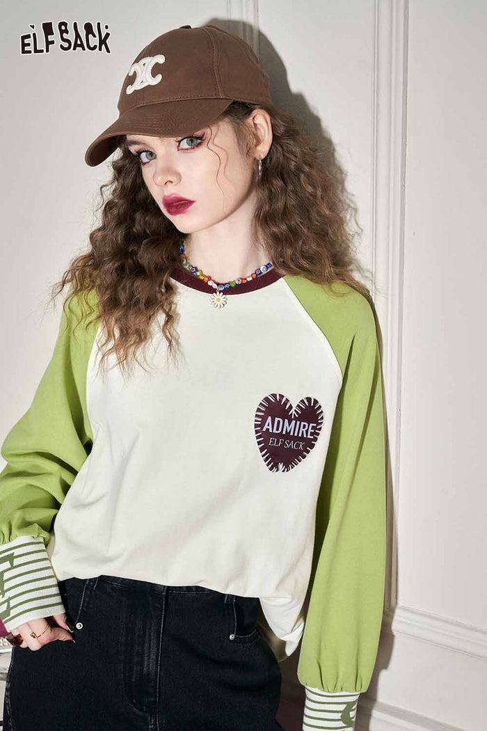 Raglan Long Sleeve Heart Graphic Tee