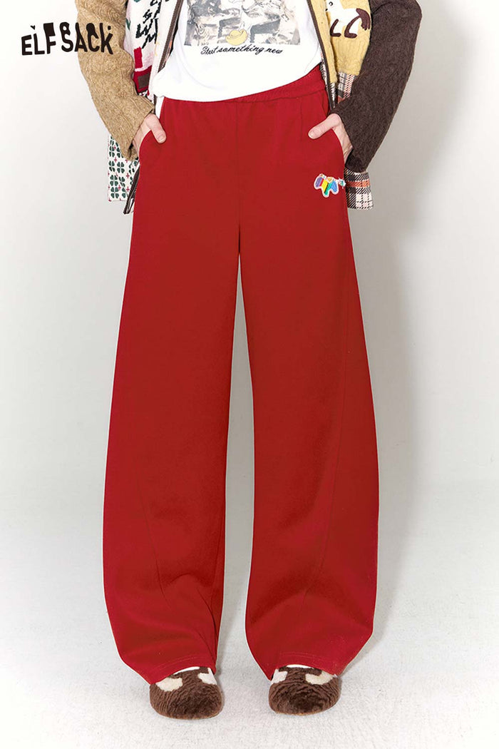 ELFSACK Rainbow Pony Red Wide Leg Pants