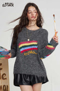 Rainbow Stripe Loose Long Sleeve Sweater