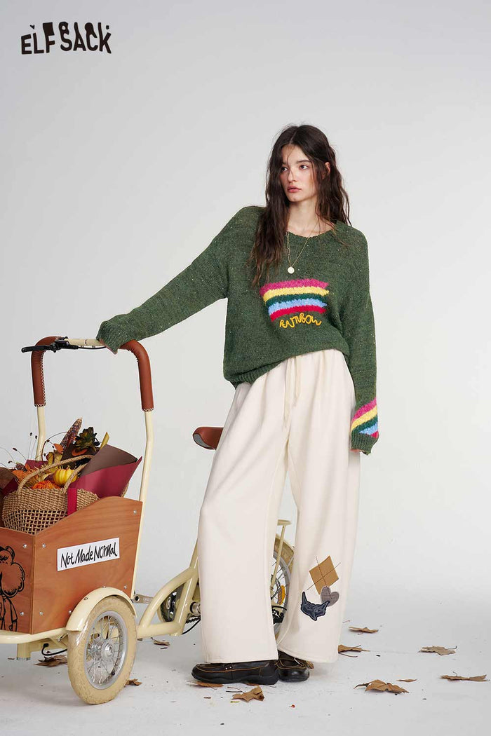 Rainbow Stripe Loose Long Sleeve Sweater