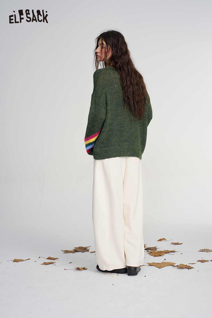 Rainbow Stripe Loose Long Sleeve Sweater
