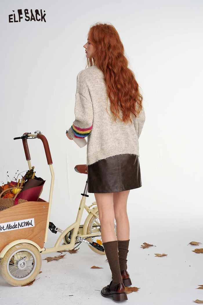 Rainbow Stripe Loose Long Sleeve Sweater