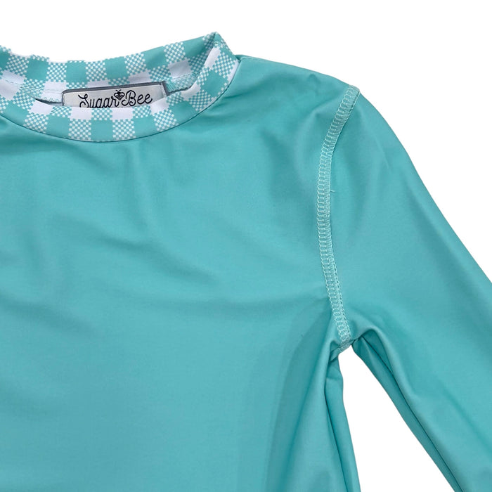 Rashguard - Turquoise Gingham - Sugar Bee Clothing