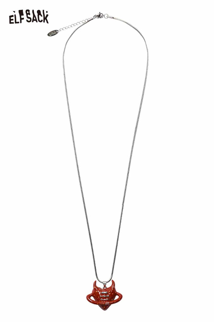 Red Devil Heart Pendant Necklace