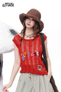 ELFSACK Red Knit Tank Top