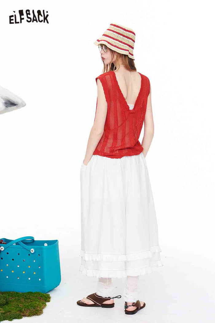 ELFSACK Red Knit Tank Top
