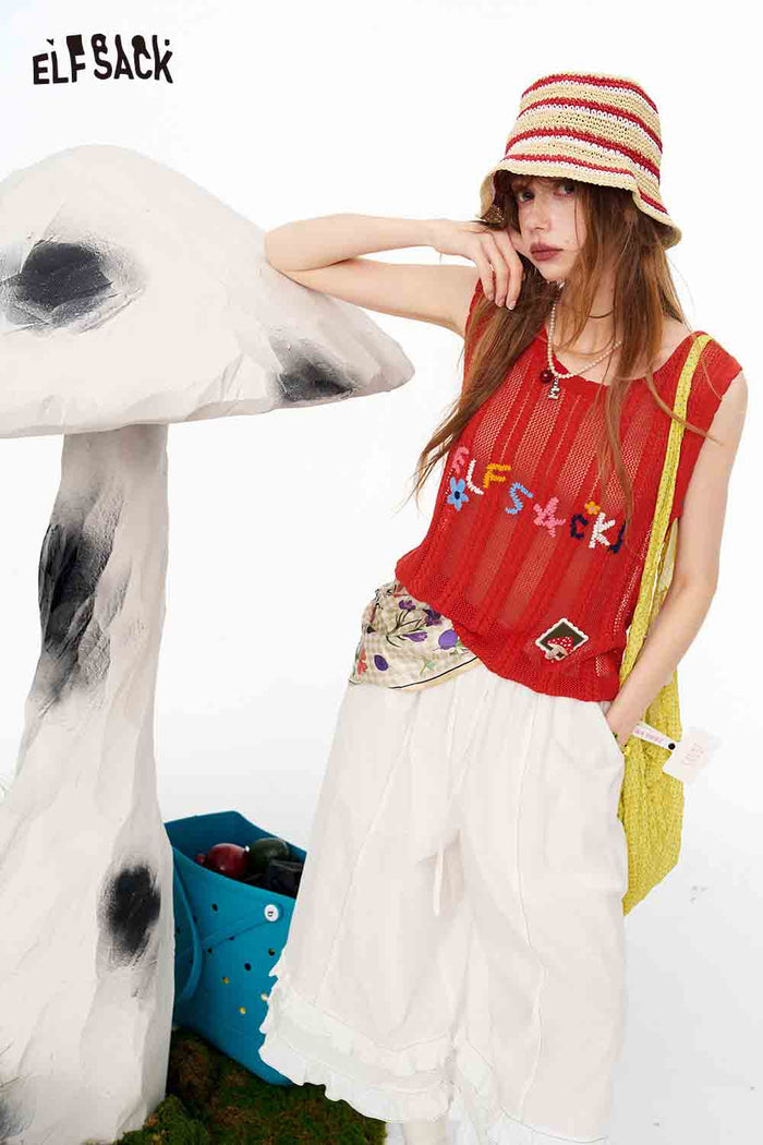 ELFSACK Red Knit Tank Top