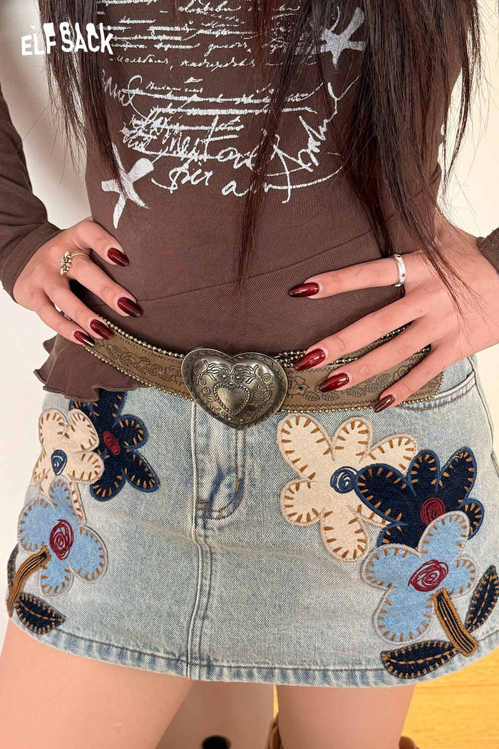 ELFSACK Retro Heart Belt Y2K Waist Chain