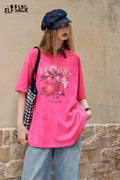 ELFSACK Retro Strawberry Print Casual Short Sleeve T-Shirt