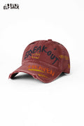 ELFSACK Retro Street Washed Distressed Denim Baseball Cap Letter Print Fashion