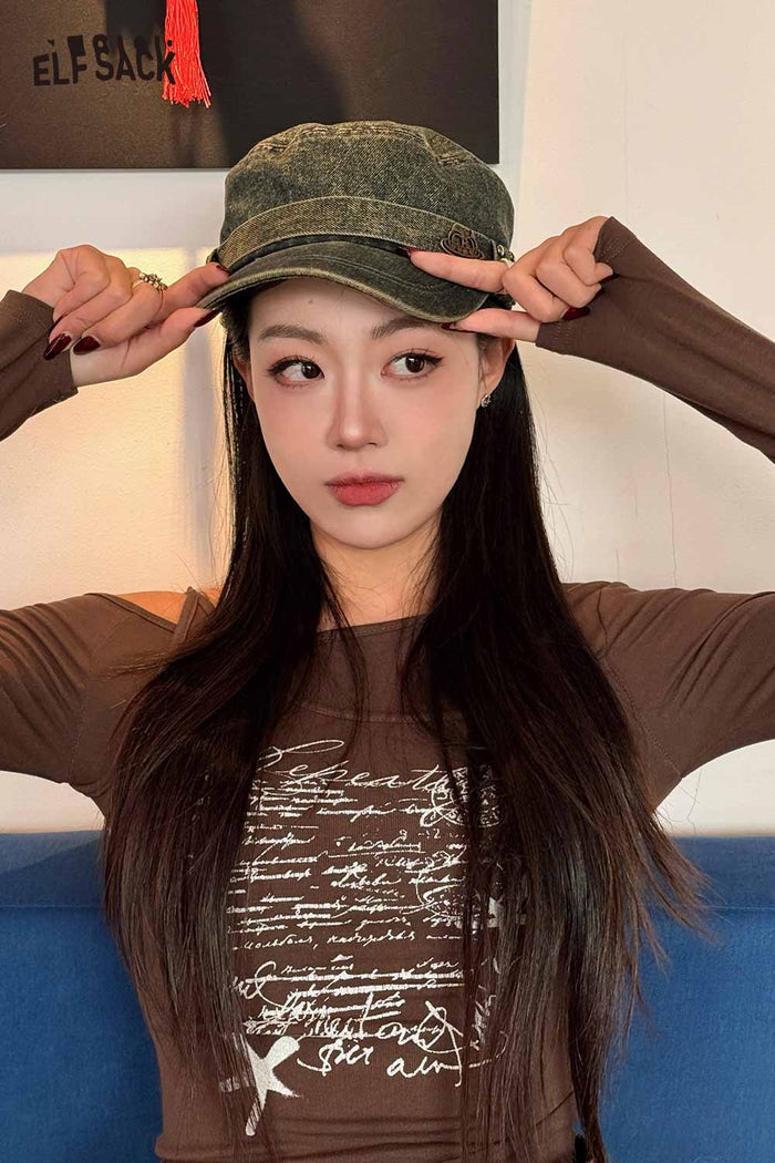 ELFSACK Retro Washed Denim Cadet Hat