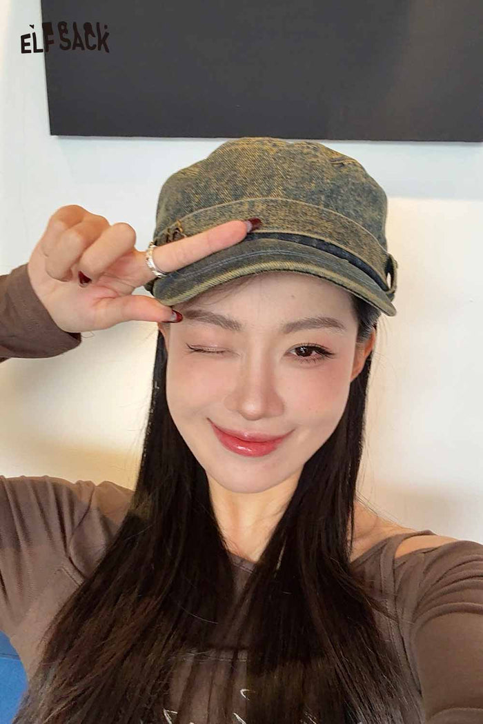 ELFSACK Retro Washed Denim Cadet Hat