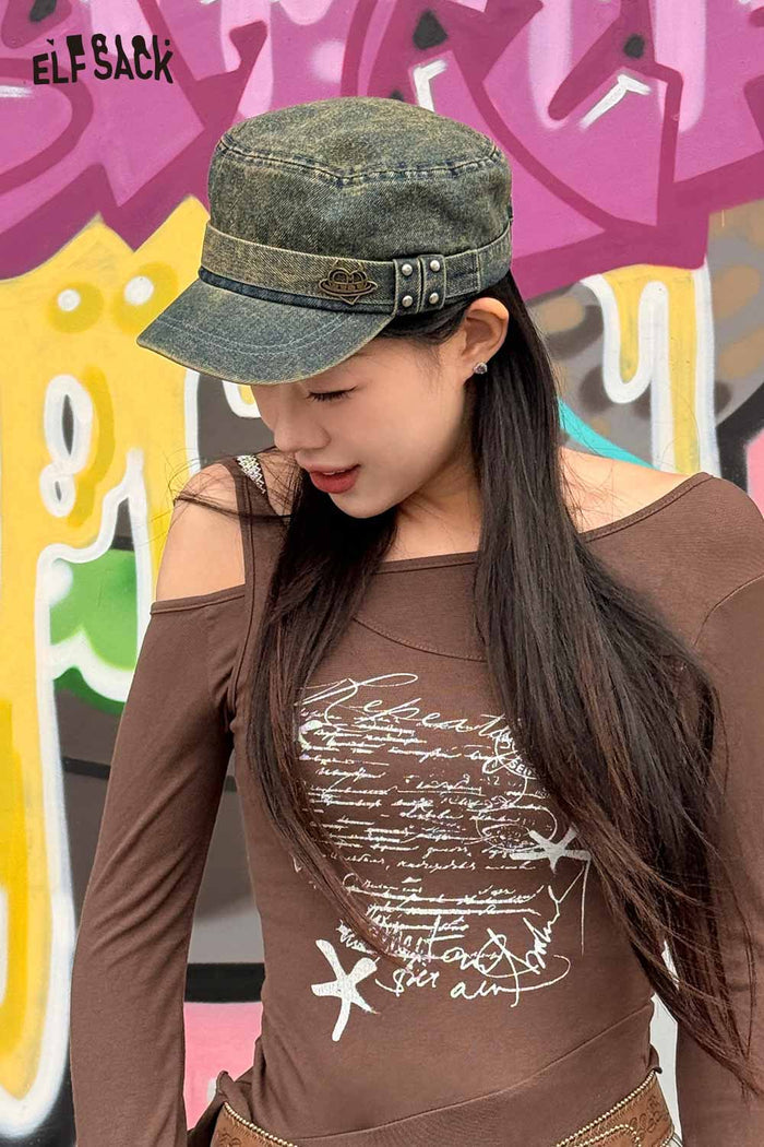 ELFSACK Retro Washed Denim Cadet Hat