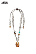 ELFSACK Ribbon Amber Resin Necklace