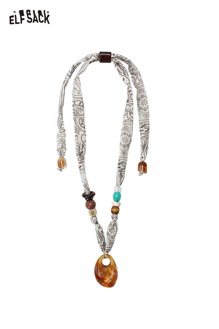 ELFSACK Ribbon Amber Resin Necklace