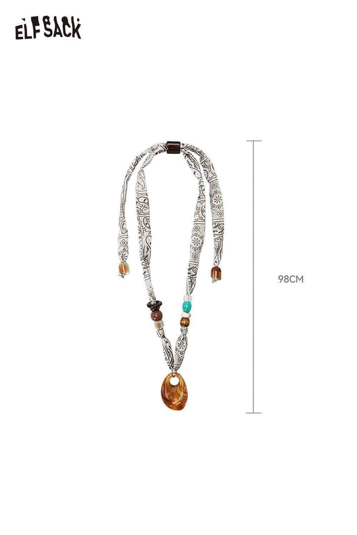 ELFSACK Ribbon Amber Resin Necklace
