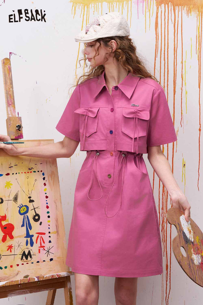 ELFSACK Rose Pink Dress with Two Piece Design