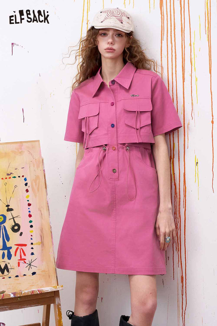 ELFSACK Rose Pink Dress with Two Piece Design