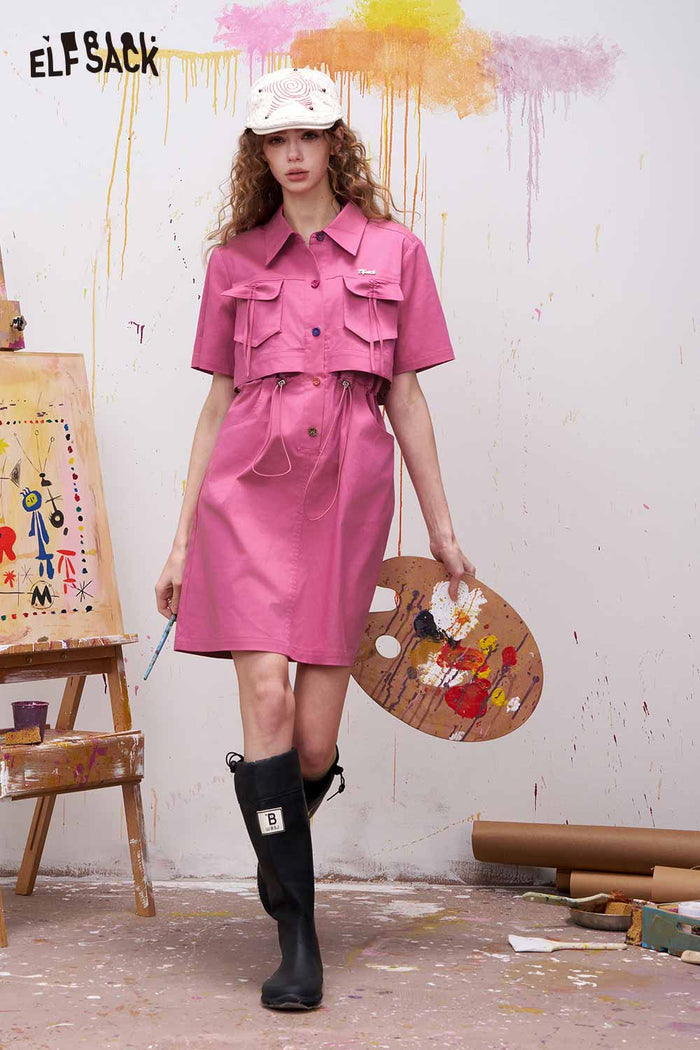 ELFSACK Rose Pink Dress with Two Piece Design