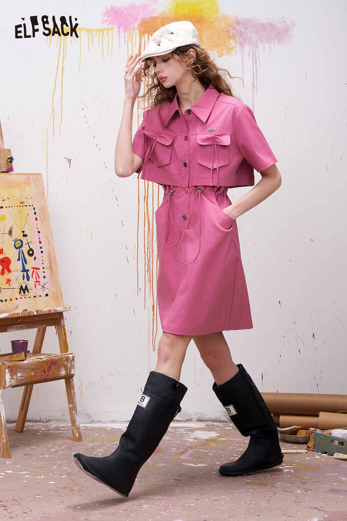 ELFSACK Rose Pink Dress with Two Piece Design