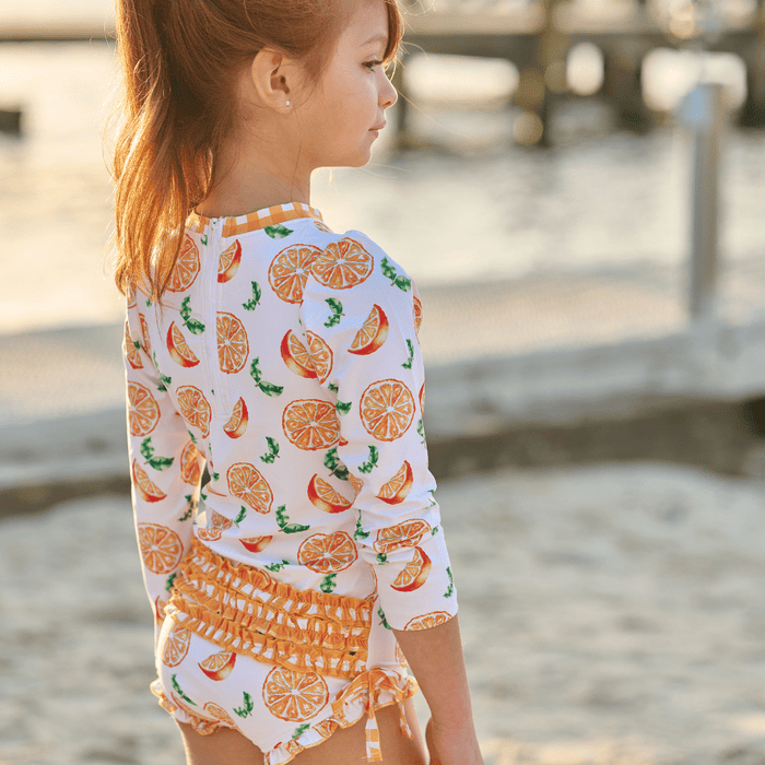 Ruffle Bottom Swimsuit - Oranges - Sugar Bee Clothing