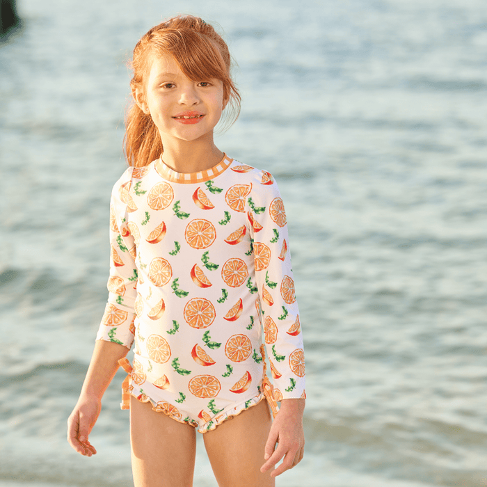 Ruffle Bottom Swimsuit - Oranges - Sugar Bee Clothing
