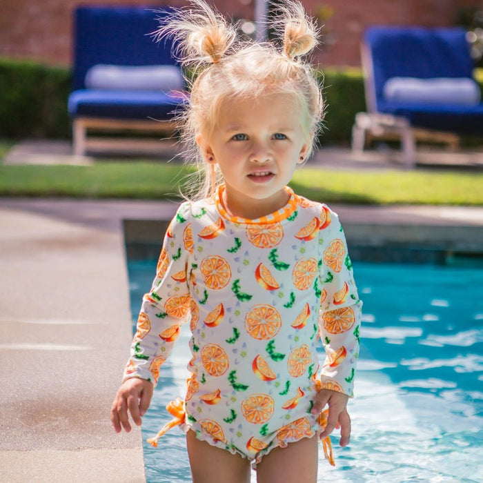 Ruffle Bottom Swimsuit - Oranges - Sugar Bee Clothing
