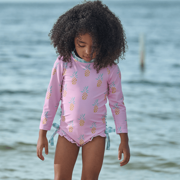 Ruffle Bottom Swimsuit - Pink Pineapples - Sugar Bee Clothing