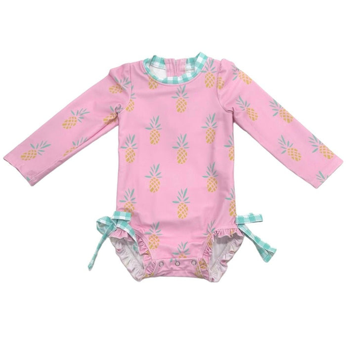 Ruffle Bottom Swimsuit - Pink Pineapples - Sugar Bee Clothing